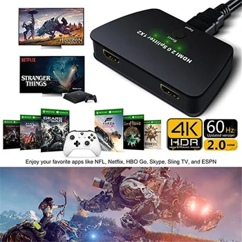 

HDMI 2.0 Splitter 1 x 2 NewBEP HDMI Splitter 4K @60Hz 1 Input 2 Output HDMI Amplifier Switcher Box Hub Support 3D
