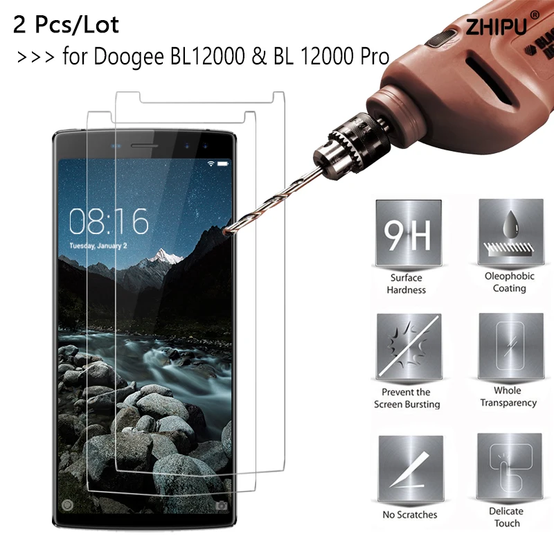 

2 Pcs/Lot 2.5D 0.26mm 9H Premium Tempered Glass For Doogee BL12000 & BL12000 Pro Screen Protector Toughened protective film