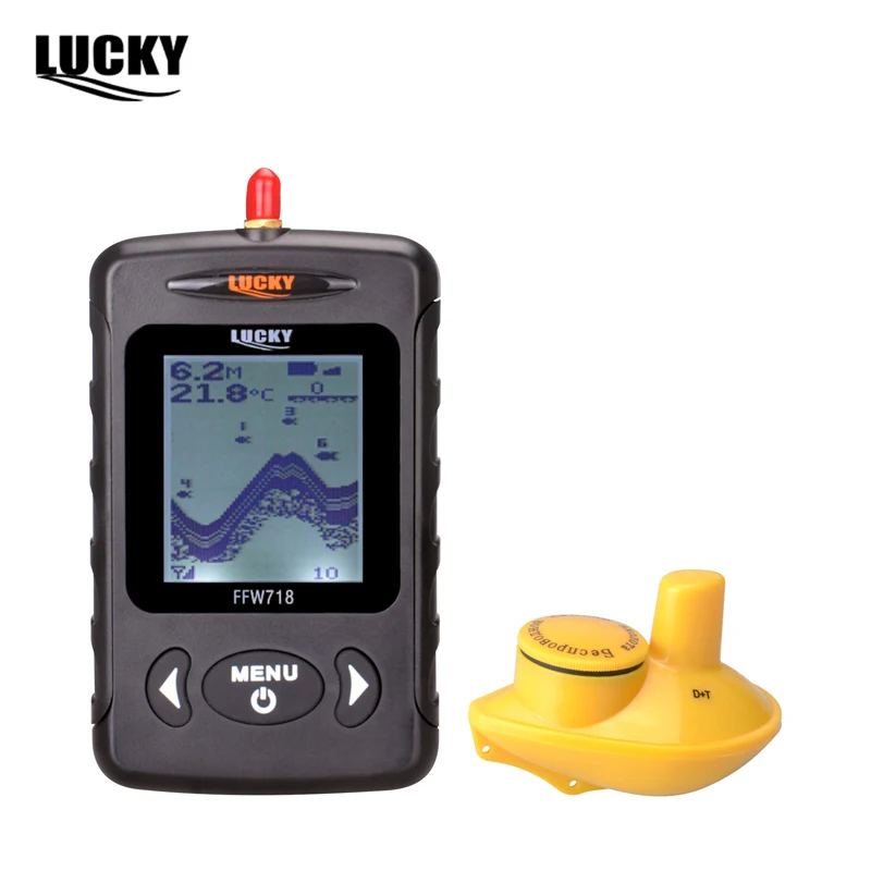 

LUCKY Wireless Russian Sonar Portable Fish Finder Sensor Echo Sounder Alarm River Lake Sea Bed Live Update Contour 131ft/40M