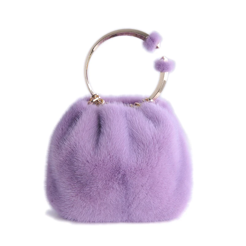 

NEW Mink Fur Genuine Leather lady's flap bag mini chain messenger bag one shoulder cross body bag cute fur handbag Mink Fur