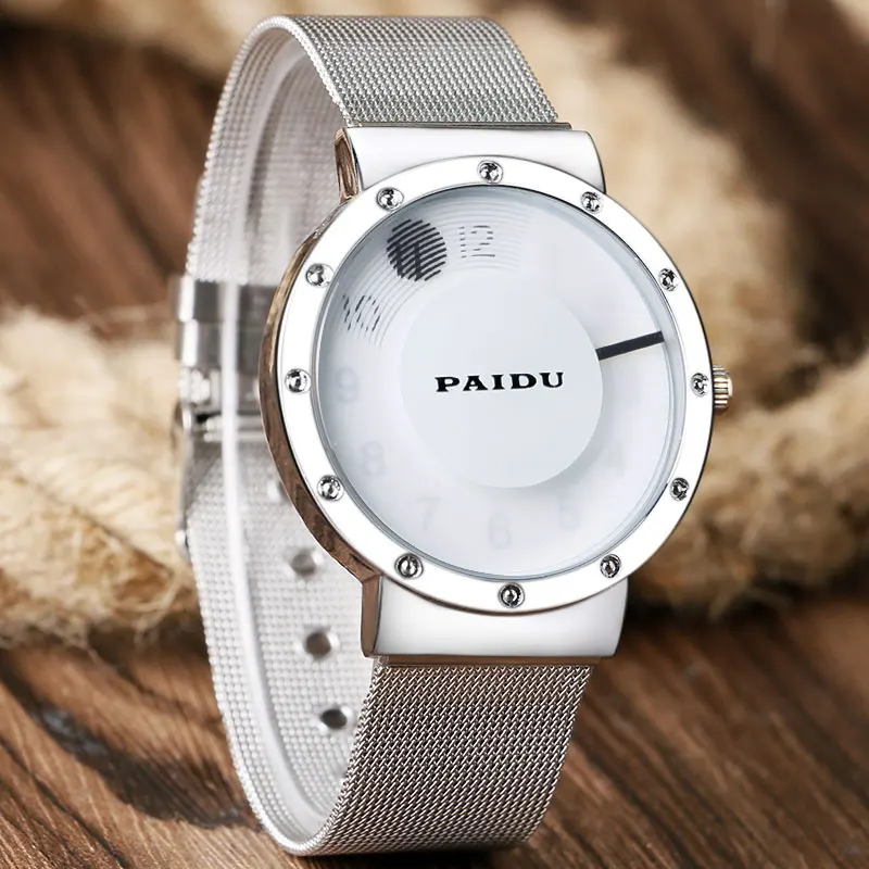 PAIDU Stainless Steel Mesh Strap Turntable font b Sport b font Student Quartz Wrist font b PAIDU Stainless Steel Mesh Strap Turntable font b Sport b font Student Quartz Wrist font b