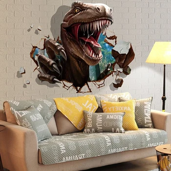 

3D Dinosaur Wall Floor Ceiling Stickers Removable Posters Home Decals Decoration