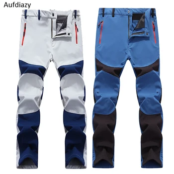 

Aufdiazy Men Winter Softshell Outdoor Ski Pants Warm Fleece Waterproof Trousers Trekking Mountain Climbing Hiking Pants JM027