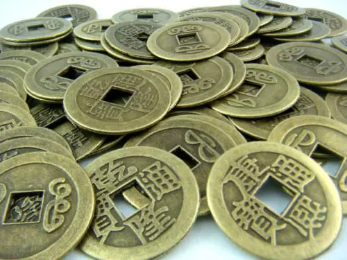 Feng Shui 50 PCS 2 CM I ching Koin, Koin Kuno Cina emas 