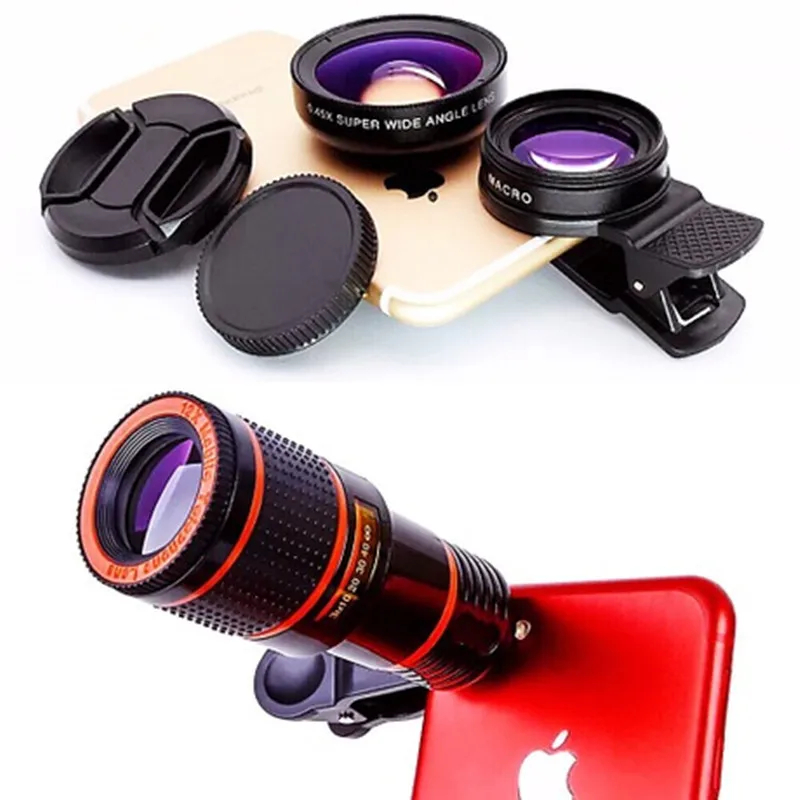 

12 times telephoto telescope head 37mm wide-angle macro mobile phone lens three-in-one set universal