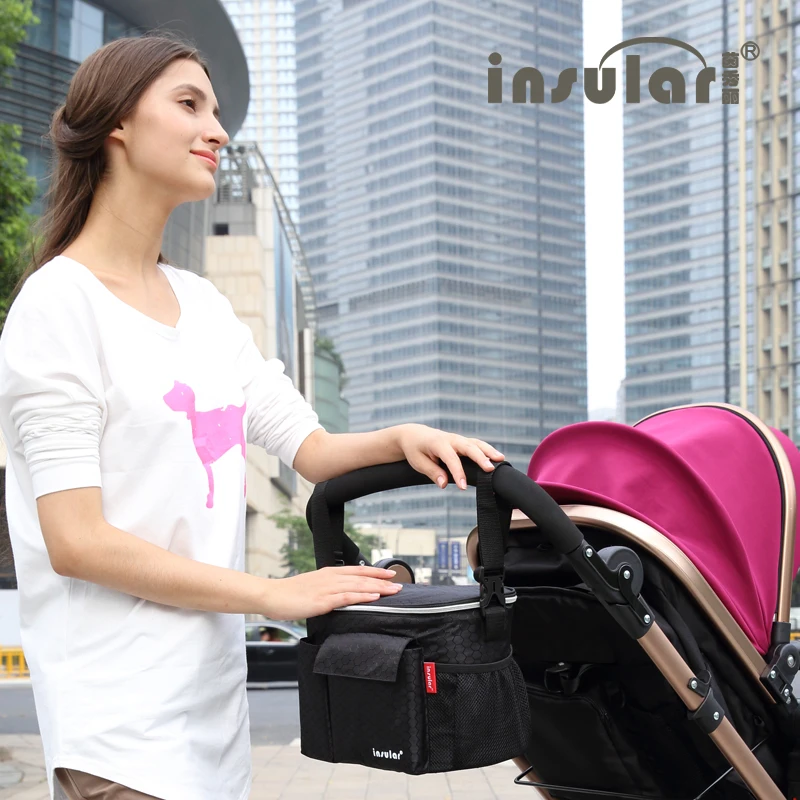 

insular Stroller Organizer Thermal Insulation Bag Accessories Nappy Changing Diaper Hook for wheelchair Hanging Basket