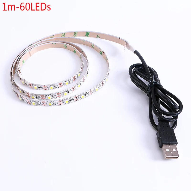 Cветодиодная лента DC 5 V USB SMD 3528 RGB Гибкий свет лампы светодиодные ТВ фонового освещения клейкая лента 50 см 1 м 2 м 3 м 4 м 5