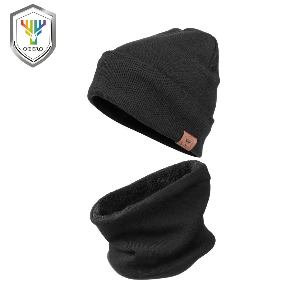 

OZERO Running Caps Winter Knit Hat Beanie Hat Ski Warm Circle Loop Scarf 2 in 1 Polar Fleece Skull Cap for Men and Women Hats