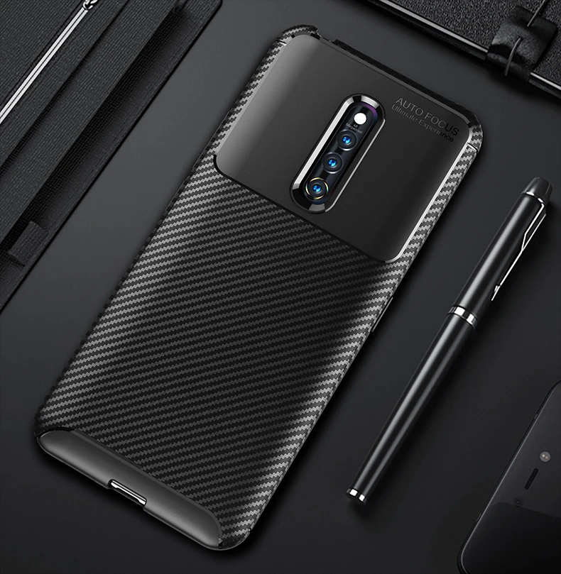 Luxury Case For Vivo V15 Pro X27 S1 X23 Y97 V11 Pro Soft Silicone Carbon Fiber Phone Protection Back Cover Shockproof Case
