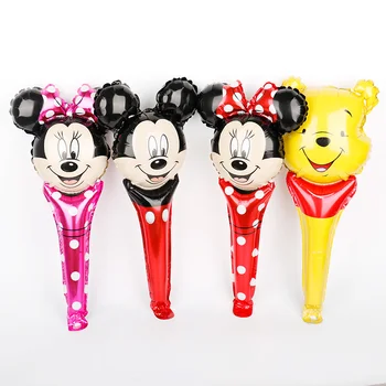 

Mickey Minnie Winnie Pooh Handheld Balloons 60pcs Babyshower Birthday Party Decorations Kids Cheering Stick Air Baloes Gift Toy