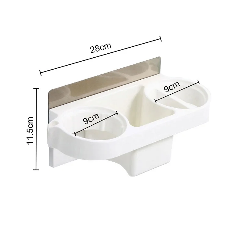 البلاستيك ماجيك ملصقات حفرة مزدوجة مجفف الشعر تخزين الرف رفوف الحمام الخشب الرقائقي متعددة الوظائف المنظم الحمام اكسسوارات