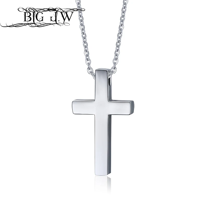 

BIG J.W New Christian Cross Pendant For Men Women Silver Color Crucifix Male Eternal Church Religion Necklace Jewelry