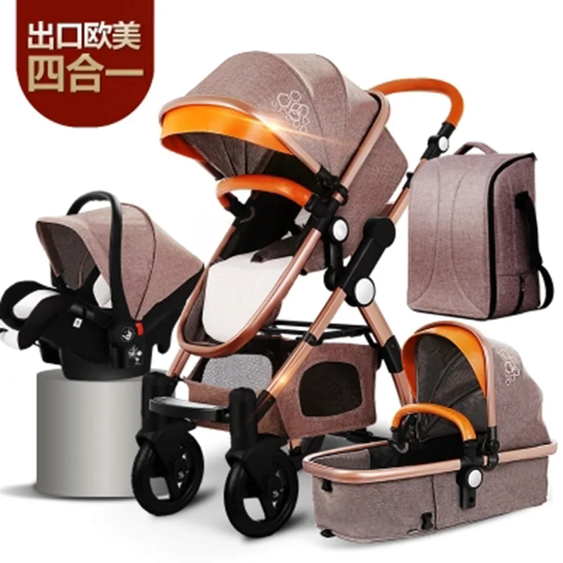 Luxury Baby Stroller 4 in 1 With Car Seat High Landscape Pram For
