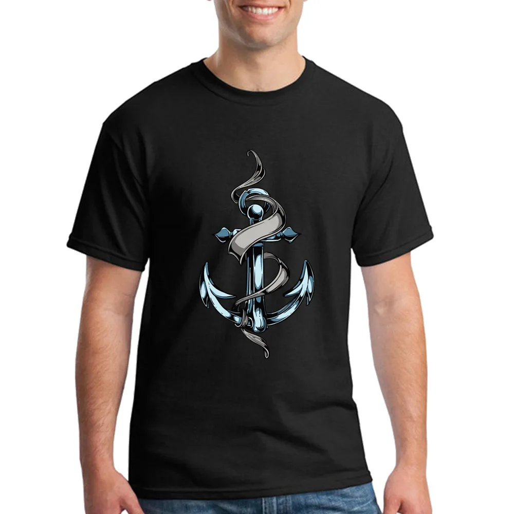 Ribbon Anchor T shirt 2017 summer 100 cotton men's T shirts various