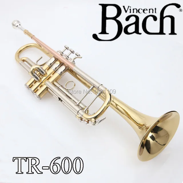 Best price at $150 Cheap Promotion Bach Trumpet TR-600 Brass Small Trompeta Brass Instruments Cupronickel in Section Mouthpiece Gloves Musical Instrument