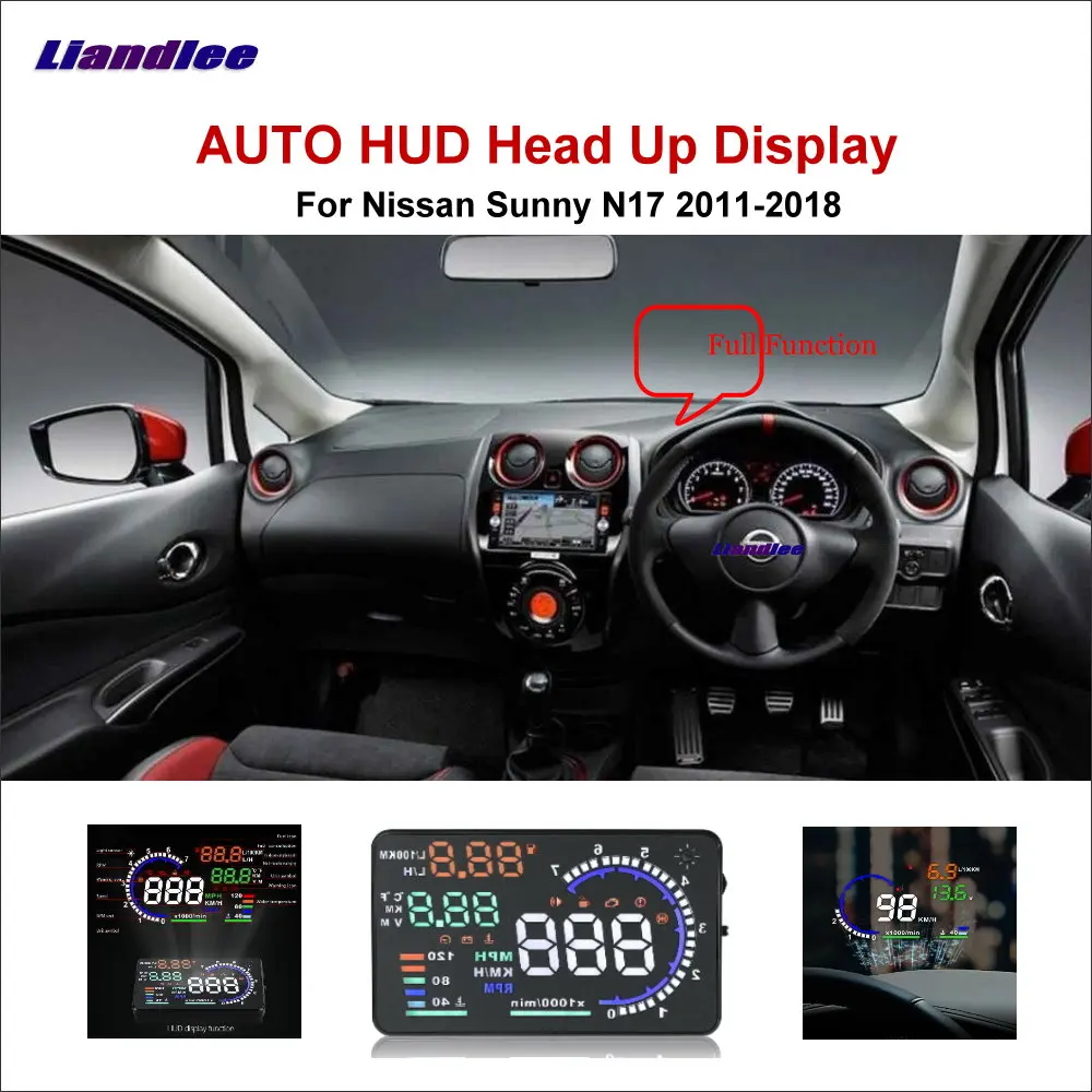Liandlee Автомобильный дисплей HUD для Nissan Sunny N17 2011 2018 цифровой проектор экран OBD