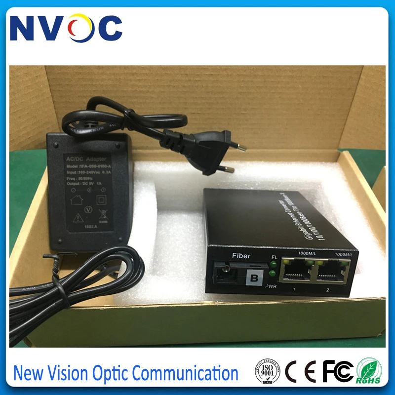 1 1000 м волокно + 2 10/100/1000 RJ45 волоконно оптический преобразователь 20 км Ethernet