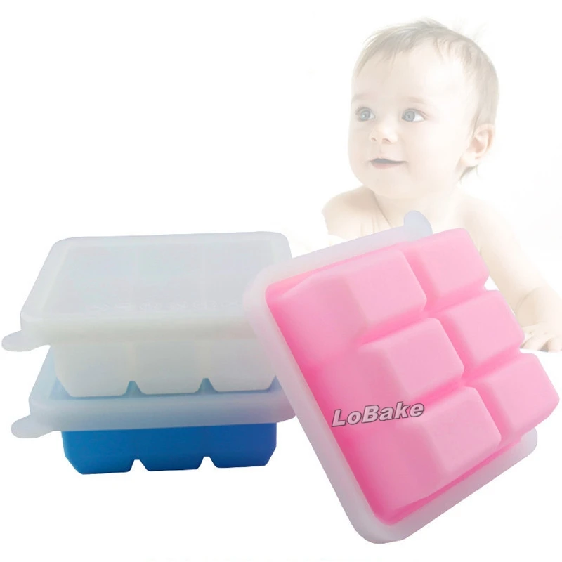 Top Fda Grade 6 Cavities Rectangle Shape Ice Cube Tray Mould Baby Food