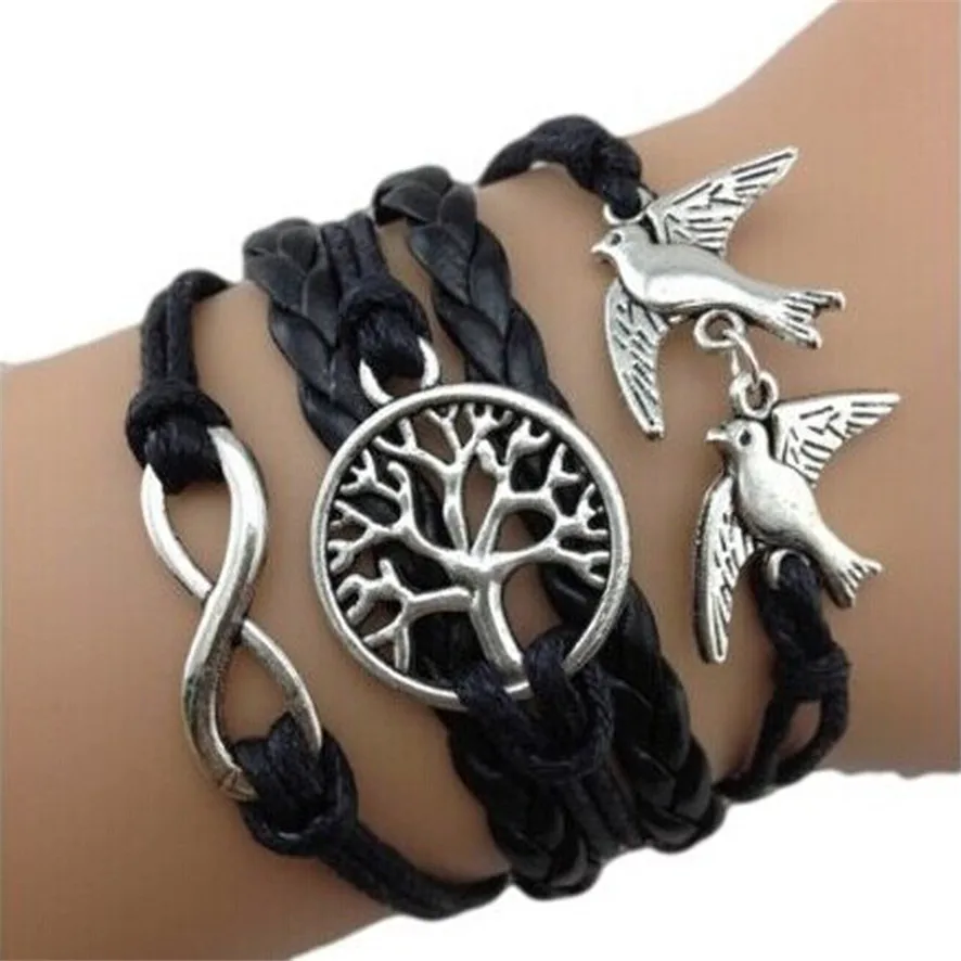 

OTOKY Bracelets For Women Men New Fashion Women Handmade Adjustable 8 Tree Pigeon Multilayer Bracelet Wristband Charm Bracelets