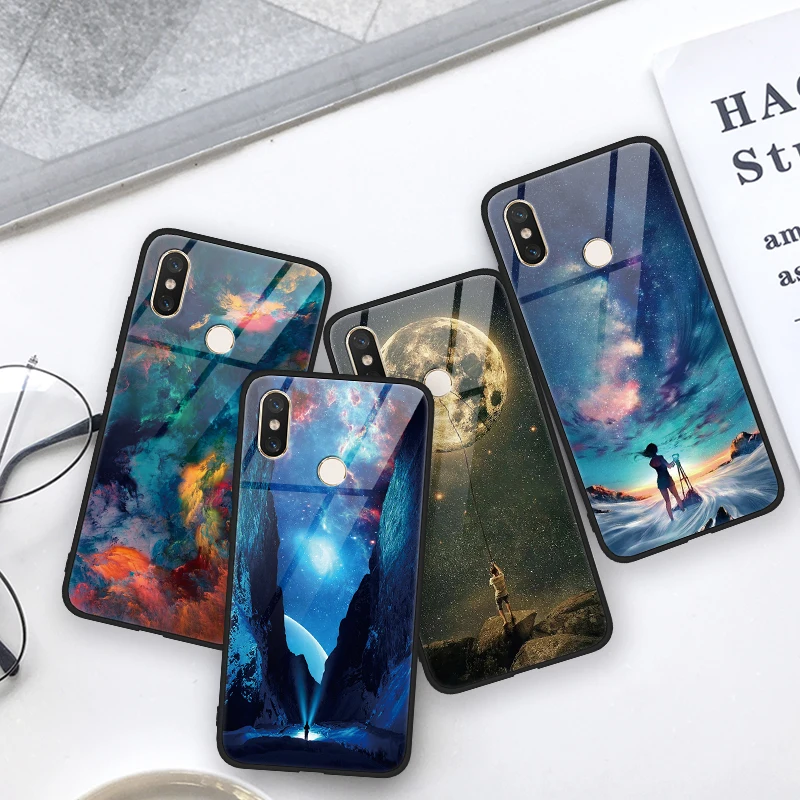 

Pattern Case For Xiaomi Mi A2 8 Lite Mix 2 2S Funda For Redmi Note 5 6 S2 Pro Plus Tempered Glass Cover Case For Huawei Y9 2019