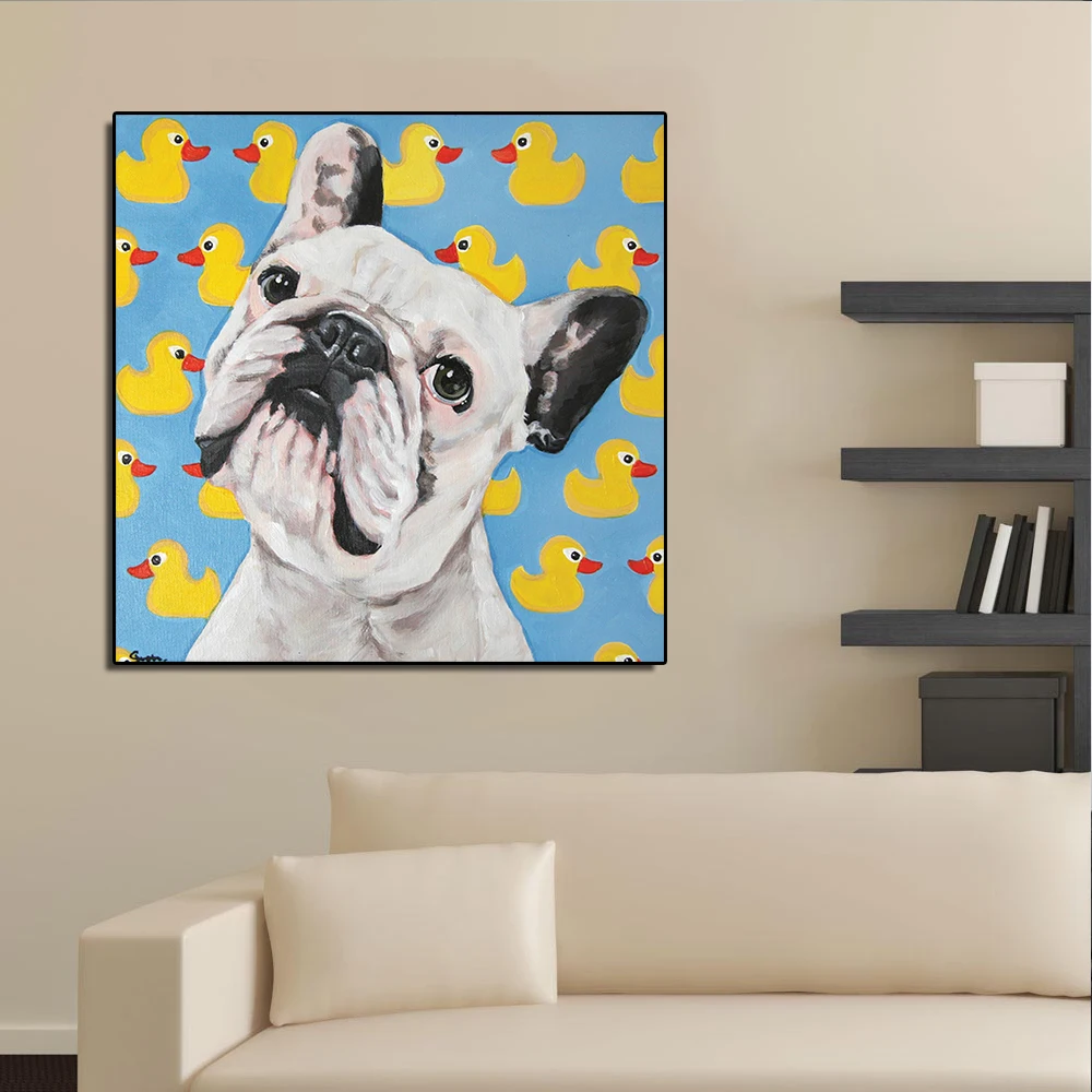 

HD Prints Canvas Wall Art Nordic Style Yellow Ducks Cute Dog Painting Modular Pictures Home Decoration Poster for Living Room