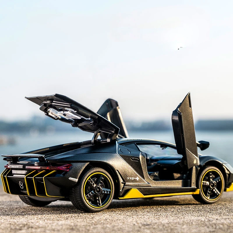 Beste Kidami 132 Schaal Aventador 770 Diecast Voertuig Model Speelgoed Pull Back Auto Met Geluid Licht Gift Collection Voor Kids volwassenen.