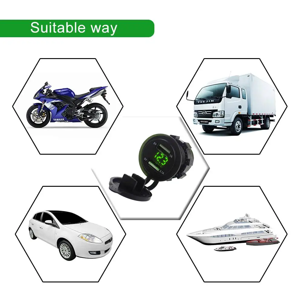 Зарядное светодиодный 12 24 В с двумя USB портами|car dual usb socket|socket car chargercar power outlet |