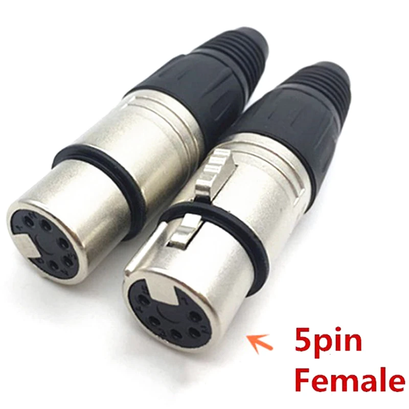 5pin female Мужской и Женский 3-контактный 4-контактный разъем 5-контактный XLR микрофон аудио кабель для подключения к сети инструменты для наращивания волос Cannon концевые кабельные муфты - Цвет: 5pin female