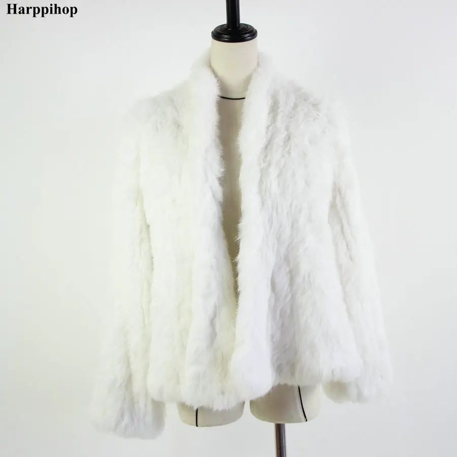 Горячая Распродажа, вязаный мех кролика куртка popuplar модная зимняя куртка с отделкой из меха пальто с мехом для мужчин и женщин harppihop - Цвет: white