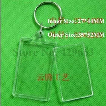 

3000pcs/lot Rectangular Transparent Blank Insert Photo Picture Frame Key Ring Split keychain