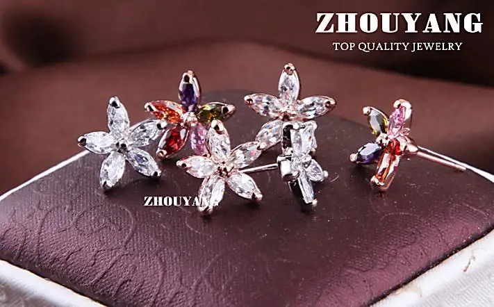 Высококачественные серьги-гвоздики Wintersweet цвета розового золота с настоящими Австрийскими кристаллами ZYE062 ZYE007 ZYE008