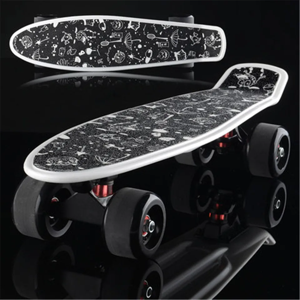 Красочные рыбка пластина одиночный рокер Skate совета четыре колеса мини Cruiser скейтборд открытый для взрослых и детей шаг транспорта IE02