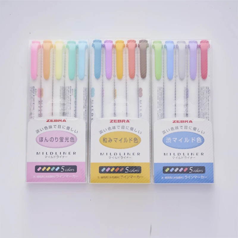 LifeMaster Zebra 5 Colors/lot Mild Liner Double Sided Highlighter