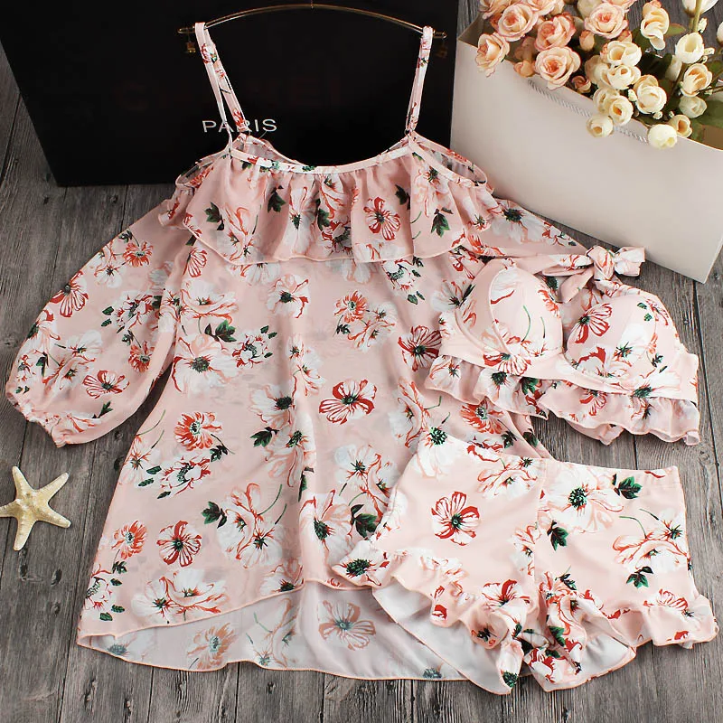 

2018 Sexy Floral Micro Bikini Women Dress Swimsuit Halter Brazilian Bikinis Set Push Up Bathing Suit Beach Maillot De Bain