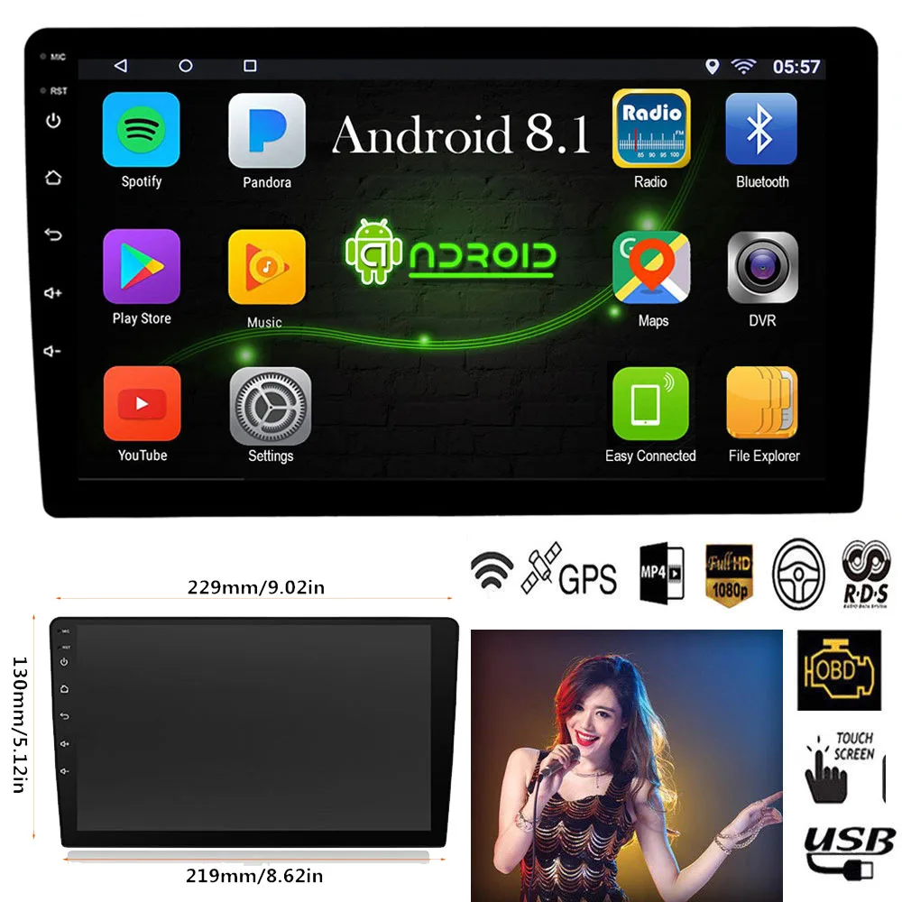 

Android 8.1 Car Stereo Multimedia Player Quad Core 2 Din Wifi Bluetooth Autoradio 10.1"/9" Touch Screen Car Radio GPS Navigation