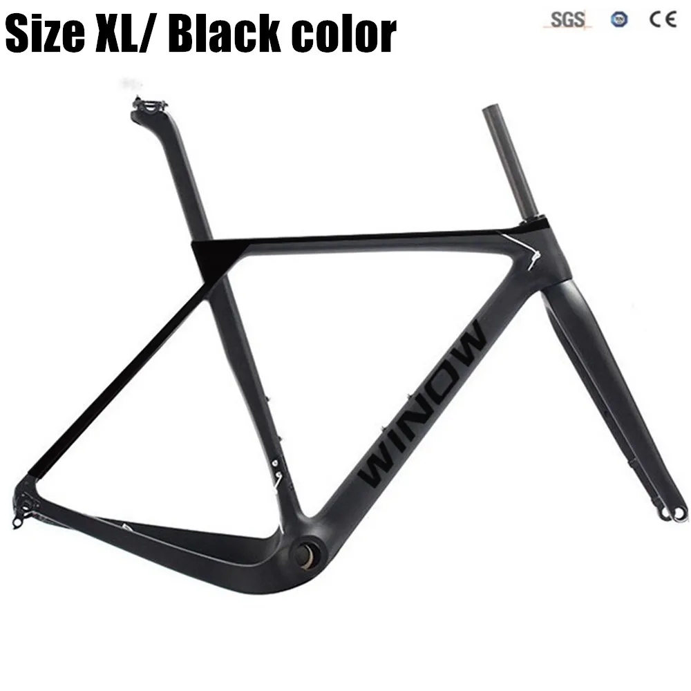 Гравийная рама для велосипеда Aero Road карбоновая рама дисковый тормоз коническая велосипедная Рама через ось 142x12 мм Di2 Механическая s m l xl - Цвет: Size XL Black Color