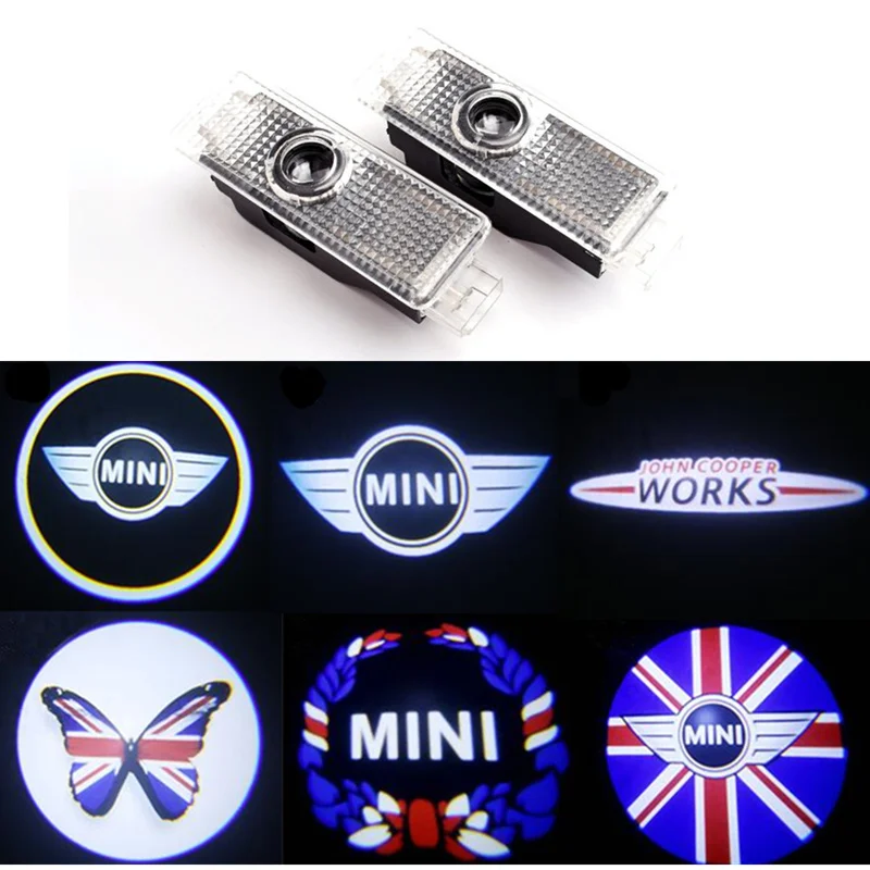 2X ل BMW ميني كوبر R55 R57 R58 R59 R60 كلوبمان مواطنه S JCW F54 F55 F56 F57 LED سيارة الباب مرحبا أضواء العارض شعار
