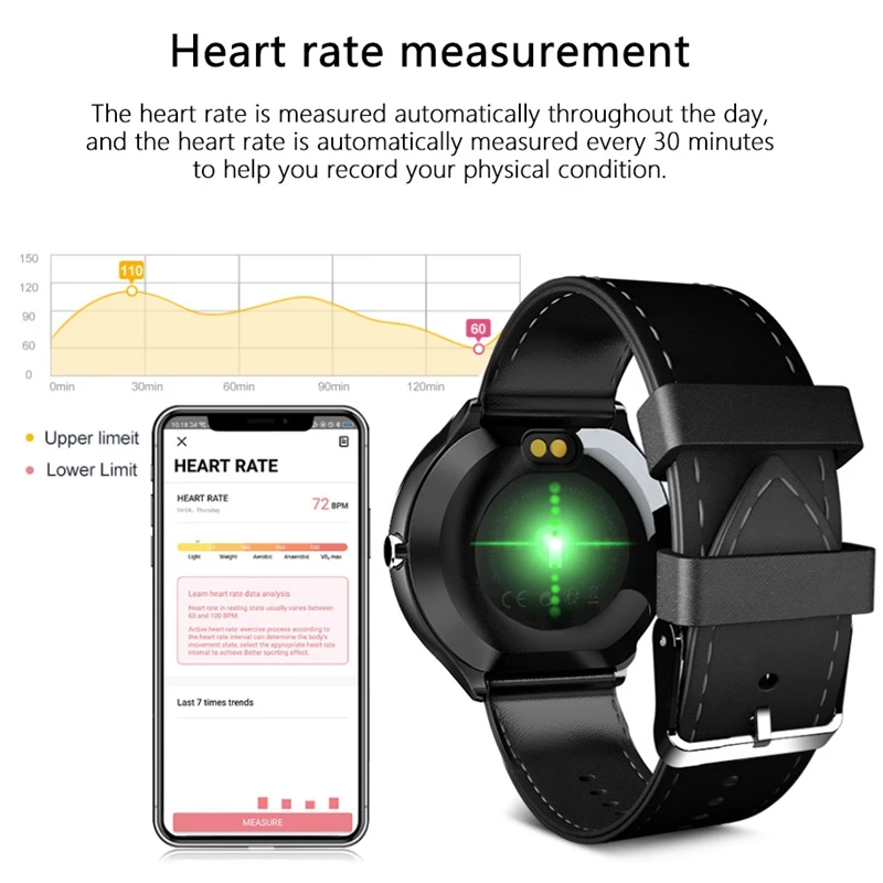 Kospet V12 Smartwatch мониторинг кислорода в крови/пульс/дыхательный свет/закаленное стекло кожаные Смарт-часы водонепроницаемые