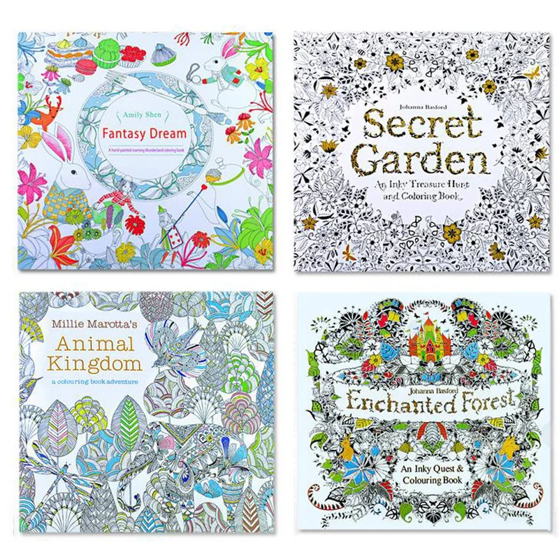 2016 New arrival Relieve Stress For Adult Painting Drawing Book 24 Pages Enchanted Forest Kill Time English colouring books 2016 New arrival Relieve Stress For Adult Painting Drawing Book 24 Pages Enchanted Forest Kill Time English colouring books