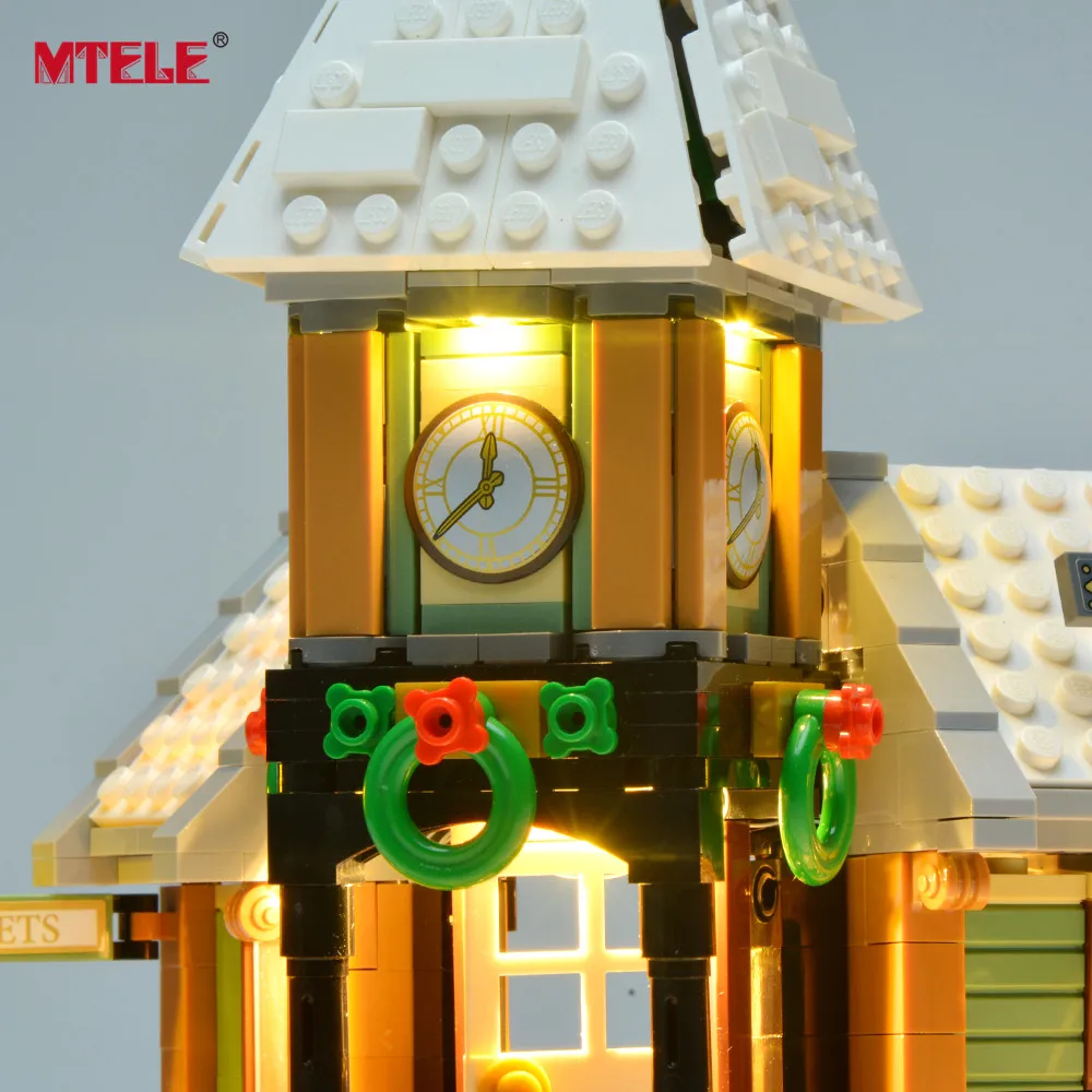 MTELE светодиодный светильник комплект для зимней деревенской станции светильник ing комплект совместим с Creator серии 10259(не включает модель