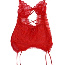 Красное сексуальное женское белье, кружевное платье/стринги/наручники/пояс для чулок/Набор Чулок