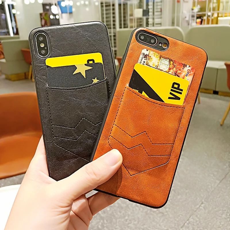 

Simple Soft PU Leather Credit Card Case For iPhone X XS Max XR Bank Wallet Case for iPhone 8 7 6 6S Plus Card Slot Cover Fundas