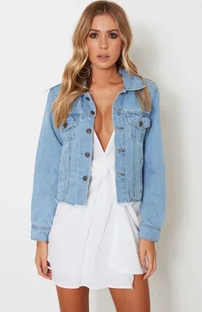 

Women's Denim jackets autumn New loose blue jackets single breasted vintage cotton coats frayed fashion short basic jackets