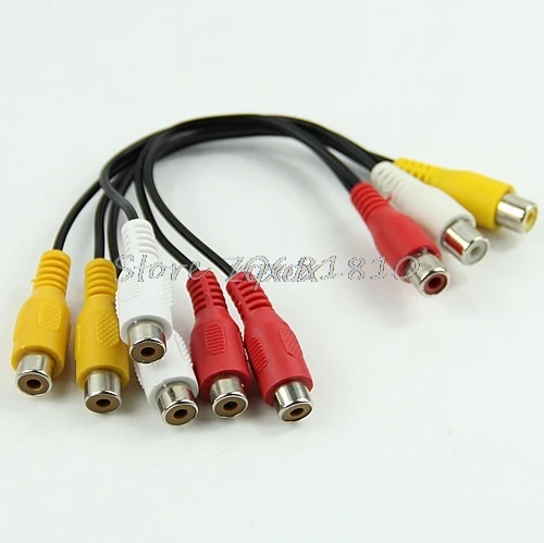Новый 3 RCA Женский Разъем на 6 разъем сплиттер Аудио Видео AV адаптер кабель оптовая