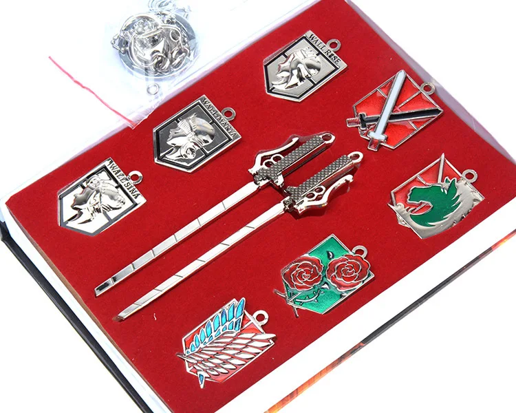 

Attack on Titan Shingeki no Kyojin Badge Blade swords Necklace Pendant Weapons 8pcs set