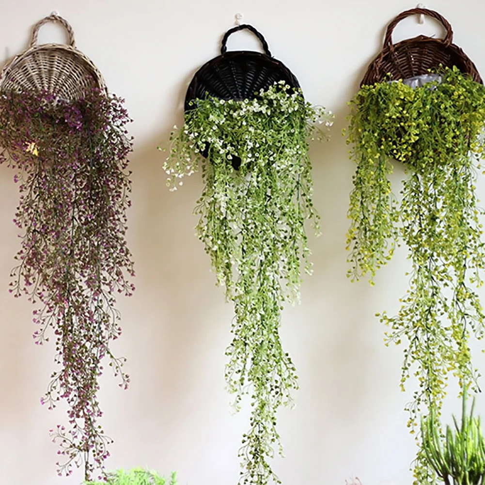 Плетеная настенная Цветочная корзина ручной работы, натуральный материал для защиты окружающей среды, украшение на стену для сада, красивая прочная