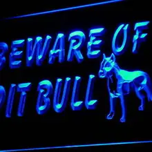 I839 Остерегайтесь питбультерьер декоративная собачка неоновый свет знак включения/выключения 20+ цвета 5 размеров