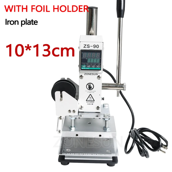 10x13cm with hold 2 ZONESUN 3 размера машина для горячего тиснения фольгой ручная Бронзирующая машина для ПВХ карты кожи и бумаги штамповочная машина - Цвет: 10x13cm with hold 2