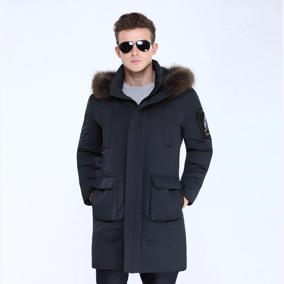 2017 Thick winter down jacket men warm New Fashion brand clothing Top quality Long Male 90% White duck down coat 5