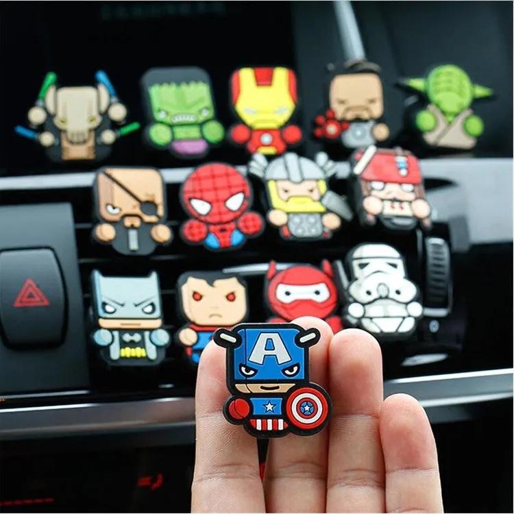 

Marvel Avengers Figures Superman Batman Air Freshener with Clip Car Styling Perfume Condition Vent Outlet Action Figures for Gif